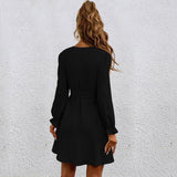 Sequel Bell Sleeve Tie Dress - Black Ins Street