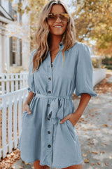 Hugo Tencel Pocketed Chambray Shirt Dress Ins Street