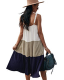 Rexy Cotton Colorblock Tiered Midi Dress Ins Street