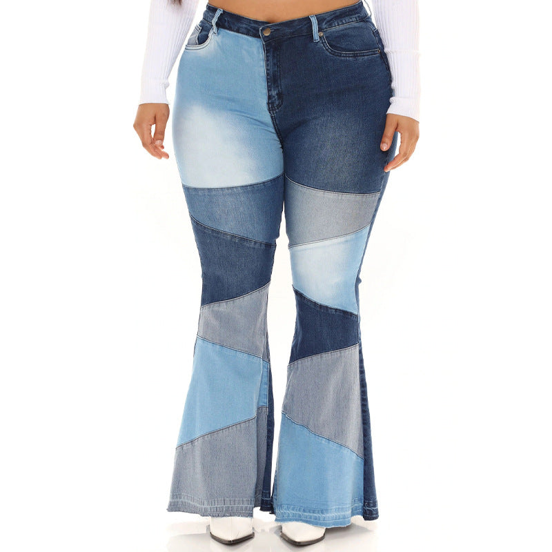 Piece It Together Patchwork Ankle Tie Jeans - Medium Blue Wash Ins Street