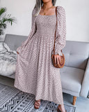 Energetic Smocked Floral Maxi Dress Ins Street