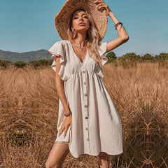 Ginnie Pintuck Button Down Shirt Dress - Off White Ins Street