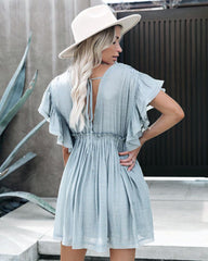 Found Love Pleated Romper - Powder Blue Ins Street