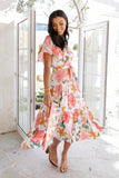 Taylen Satin Floral Cutout Maxi Dress - FINAL SALE HIDD-001