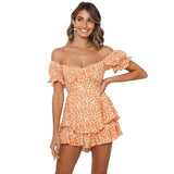 Honeybee Floral Smocked Off The Shoulder Dress - Yellow Ins Street
