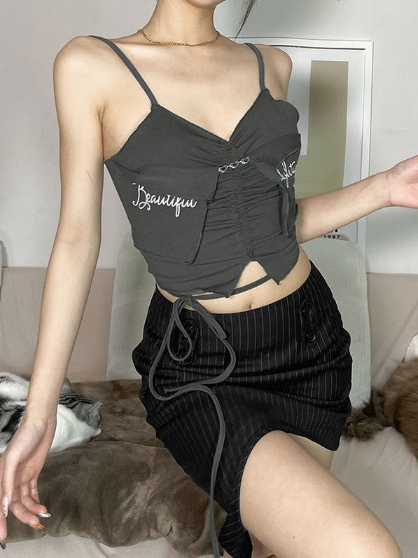 Solid Color Slim Letter Embroidered Stealth 2023-03-14 InsStreet