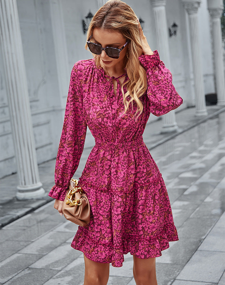 Zee Printed Ruffle Dress Ins Street