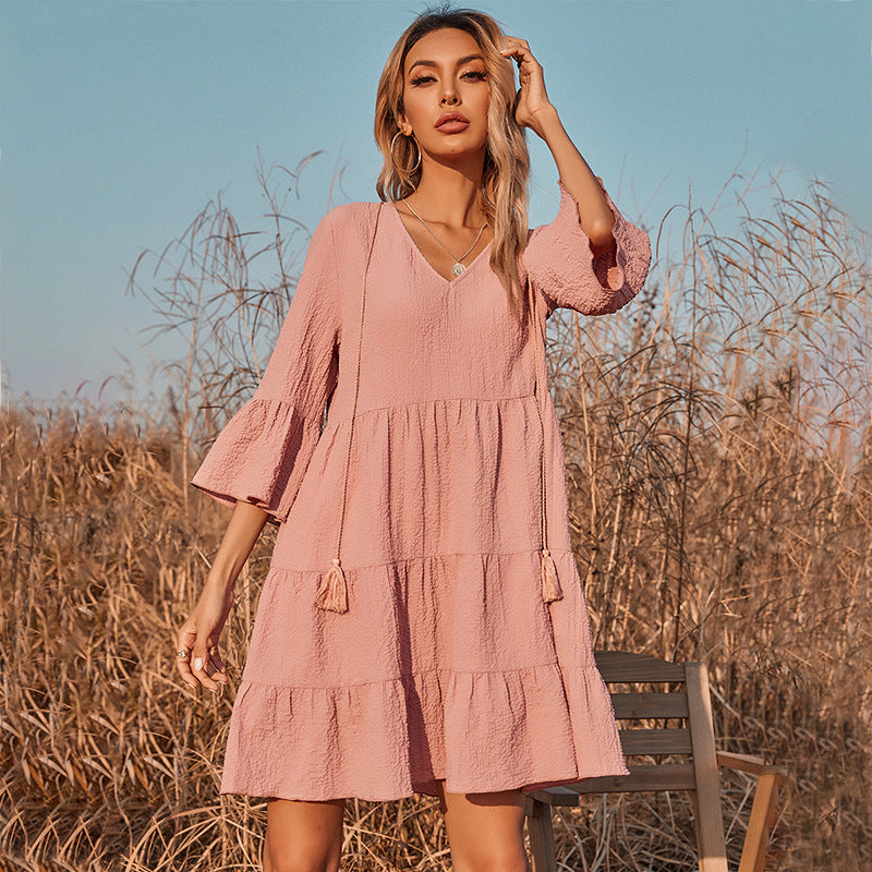 Good Karma Cotton Tiered Babydoll Tunic - Dusty Rose Ins Street