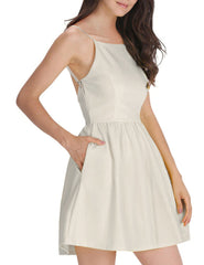 Magali Pocketed Babydoll Dress - Cream Ins Street