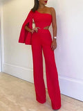 Recipe For Success One Shoulder Jumpsuit - Red Ins Street