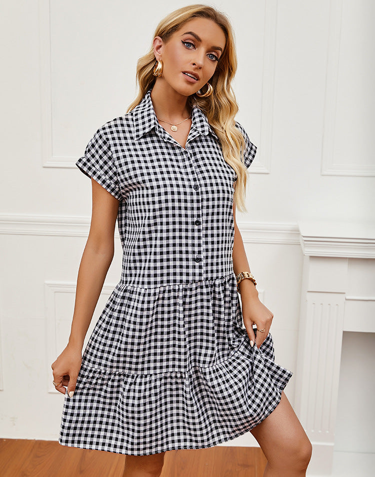 Dooley Plaid Button Down Babydoll Dress Ins Street