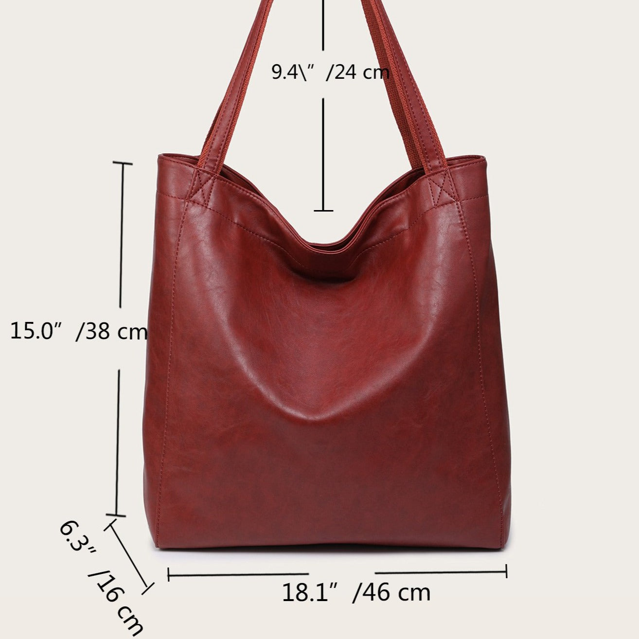 Women's soft leather  with pocket retro oil wax leather large capacity  tote bag Ins street