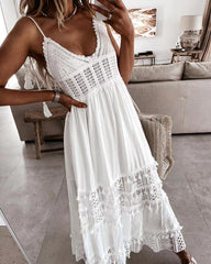 Devoted Cotton Lace Eyelet Midi Dress Ins Street