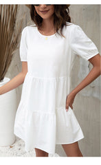 Randi Contrast Poplin Babydoll Dress - White Ins Street