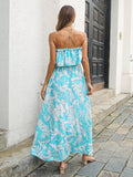 Rosha Printed Strapless Tie Maxi Dress - Royal Blue Ins Street