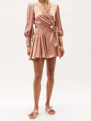 Meet And Greet Satin Drape Dress - Blush Ins Street