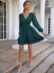 Samar Satin Embossed Cowl Neck Dress - Hunter Green ACOA-001