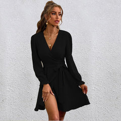 Sequel Bell Sleeve Tie Dress - Black Ins Street