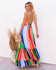 Fiesta To Siesta Crochet Striped Maxi Dress - Yellow Orange Multi Ins Street