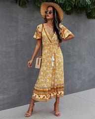 Nadine Floral Smocked Maxi Dress - Mustard Ins Street