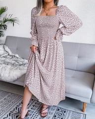 Energetic Smocked Floral Maxi Dress Ins Street