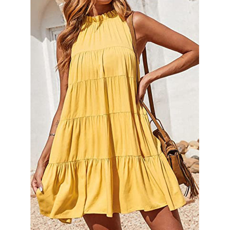 Southern Nights Tiered Halter Dress - Lemon Ins Street