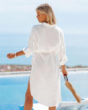 PREORDER - Kennedy Cotton Pocketed Button Down Tunic - White Ins Street