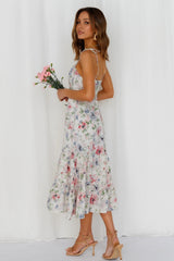 Hulda Floral Smocked Asymm Maxi Dress Ins Street