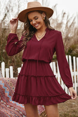 Dillon Ruffle Trim Dress - Burgundy Ins Street