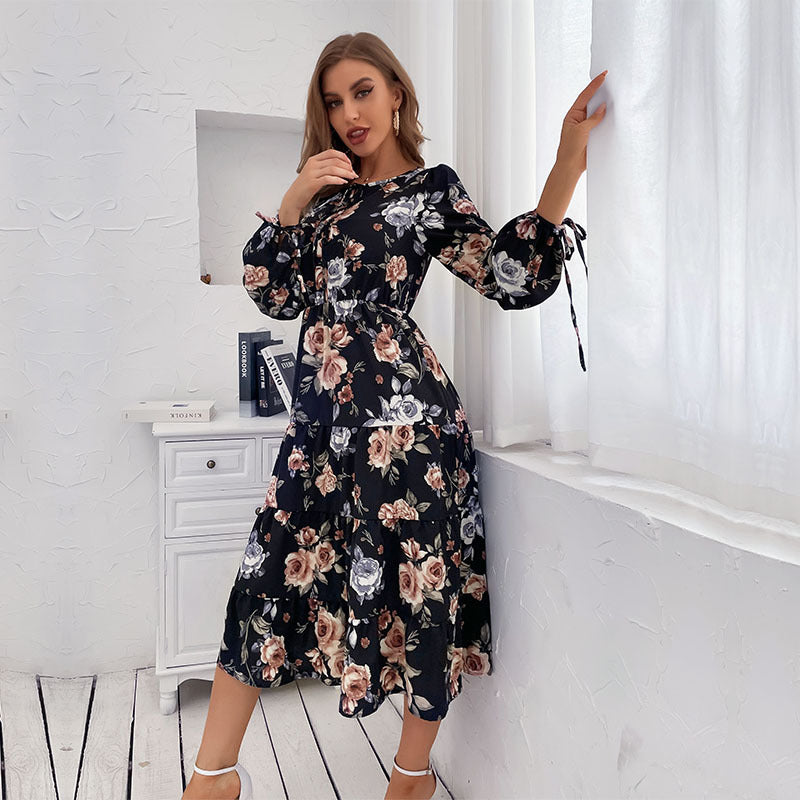 Early Sunset Floral Plisse Midi Dress Ins Street