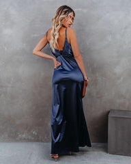 Plus One Satin Cowl Neck Maxi Dress - Navy - FINAL SALE Ins Street