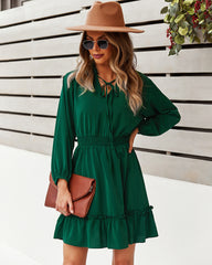 Dillon Ruffle Trim Dress - Hunter Green Ins Street