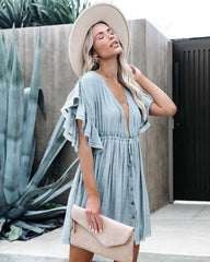 Found Love Pleated Romper - Powder Blue Ins Street