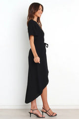 Bold Move Wrap Midi Dress - Black InsStreet