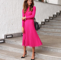 Laurie Pleated Cutout Midi Dress - Magenta Ins Street