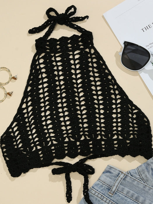 Tie Back Crochet Halter Cover Up Top 2023-03-14 InsStreet