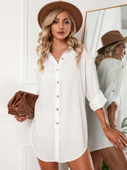 Jeanette Button Down Tunic Top - White Ins Street