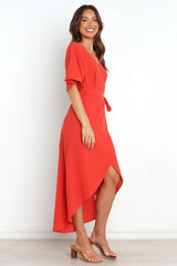 Bold Move Wrap Midi Dress - Red InsStreet