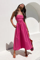 Head Over Heels Strapless Satin Maxi Dress - Pink Ins Street