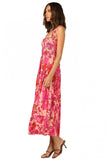 Edris Cotton Floral Tiered Midi Dress - Coral Pink Ins Street