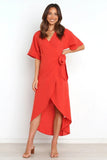Bold Move Wrap Midi Dress - Red InsStreet
