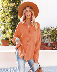 Kennedy Cotton Pocketed Button Down Tunic - Tangerine Ins Street