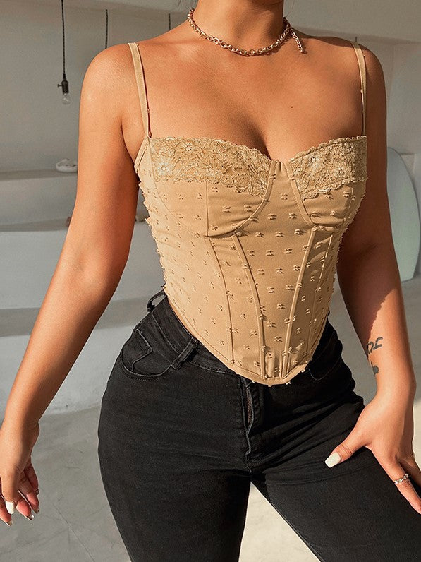 Solid Color Sling Top Temperament Corset Tie Vest 2023-03-14 InsStreet