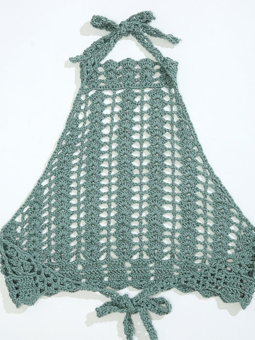 Tie Back Crochet Halter Cover Up Top 2023-03-14 InsStreet