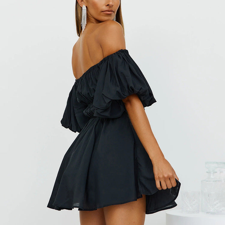 Liveliest Off The Shoulder Asymmetrical Dress - Black Ins Street