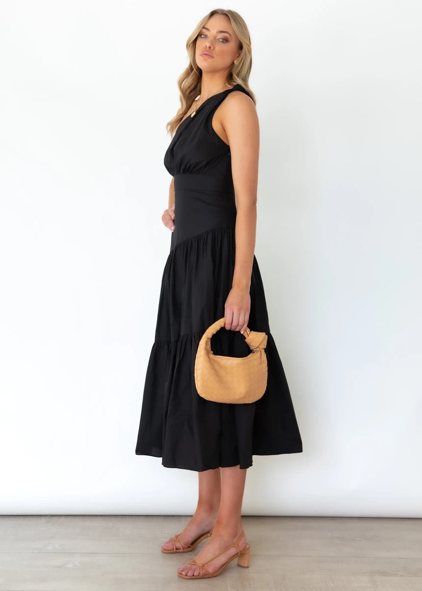 Fall In Love One Shoulder Maxi Dress - Black Ins Street