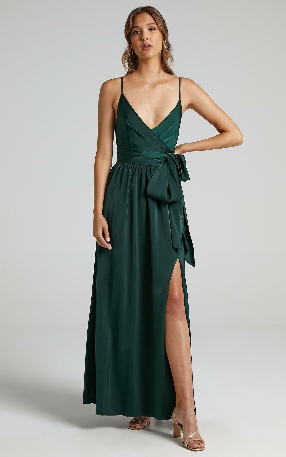 Limelight Satin High Low Maxi Dress - Olive Ins Street