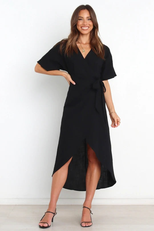 Bold Move Wrap Midi Dress - Black InsStreet