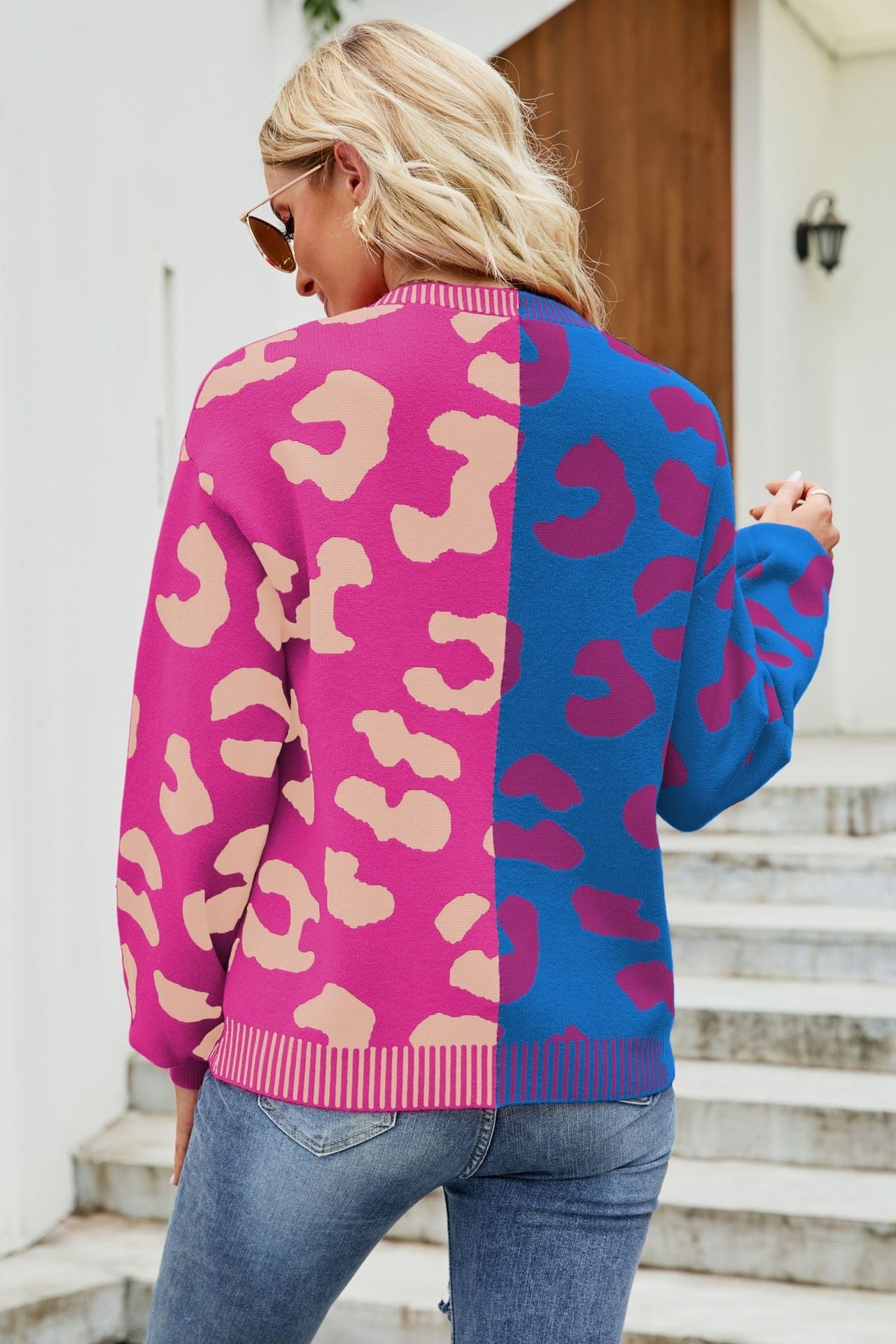 Leopard Print Button Down Dropped Shoulder Cardigan Ins Street