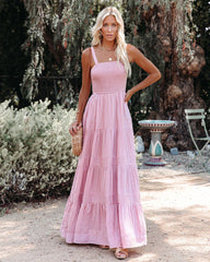 Sunshower Cotton Tiered Maxi Dress - Dusty Rose Ins Street